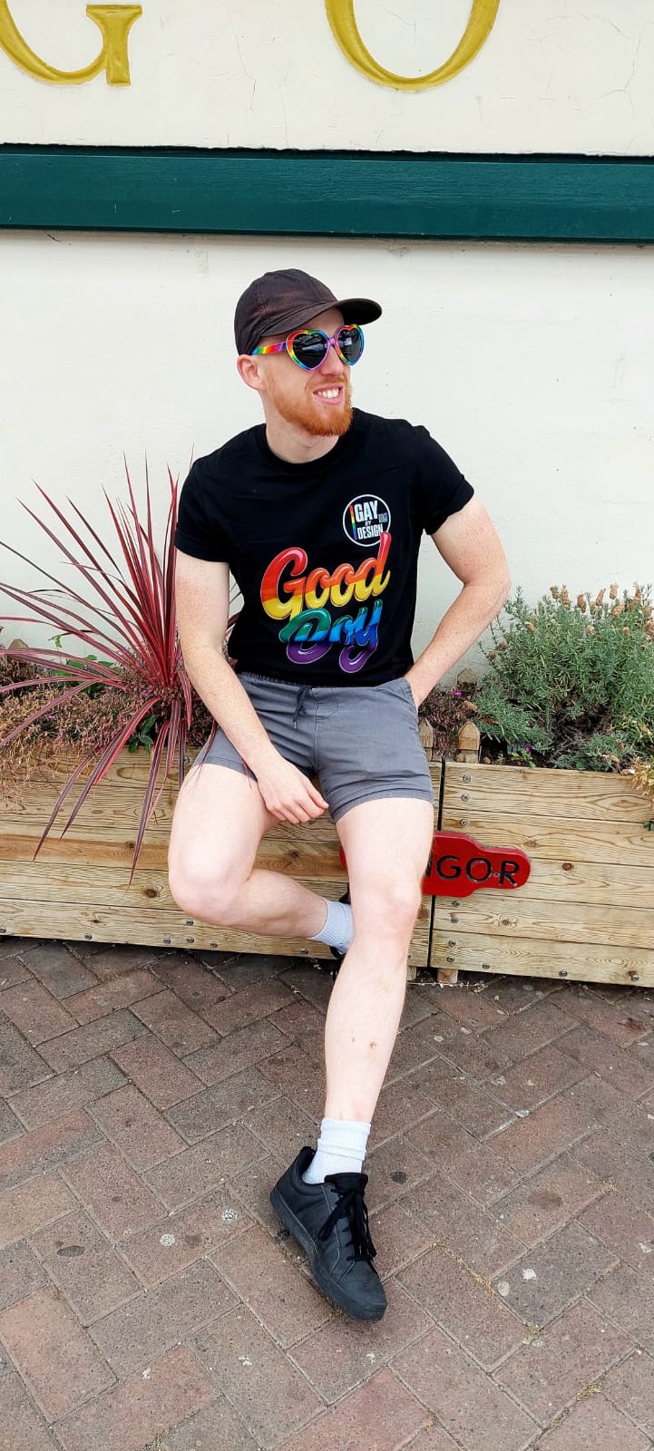 Matt wearing the Good Boy T-shirt