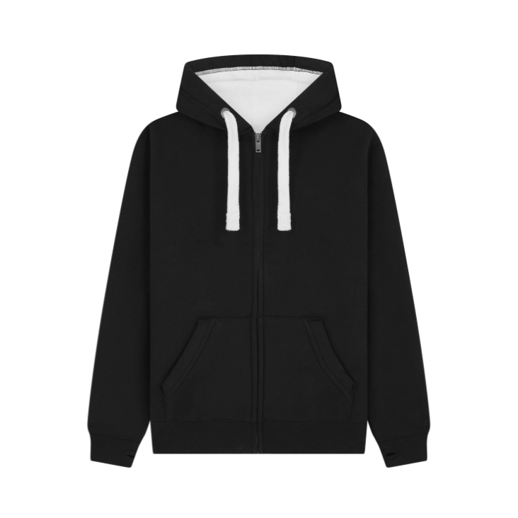 Gay By Design print on a black zip up hoodie