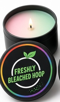 Freshly Bleached Hoop candle in a black tin